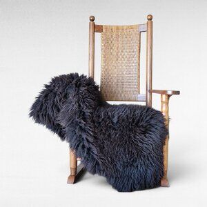 Genuine Swedish Sheepskin Rug Dark Brown Textured Wool Pelt Throw 49" x 32"